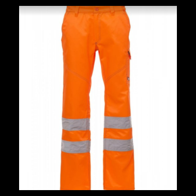 Calças de trabalho de alta visibilidade laranja com faixas refletoras