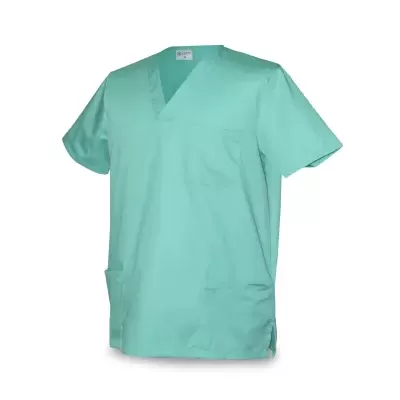 Camisola médica verde claro com bolsos