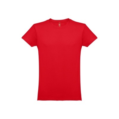 T-shirt vermelha lisa de manga curta com gola redonda
