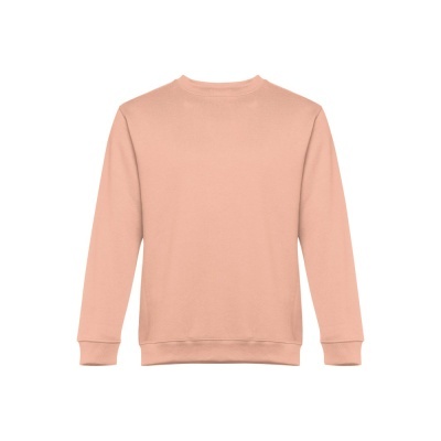 Sweatshirt cor salmão com gola redonda e punhos canelados