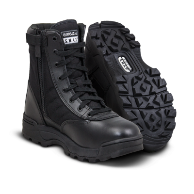 Botas táticas pretas S.W.A.T. com detalhe em zíper lateral
