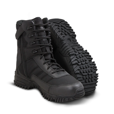 Botas de combate pretas com atacadores e fecho lateral
