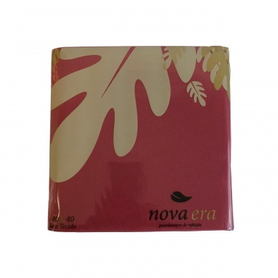 Pacote de guardanapos nova era com padrão de folhas vermelho e bege