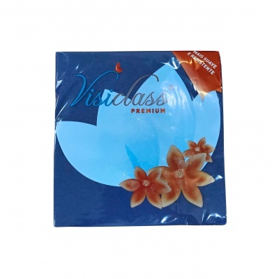 Guardanapo de papel azul com estampado branco e laranja Visiclass PREMIUM