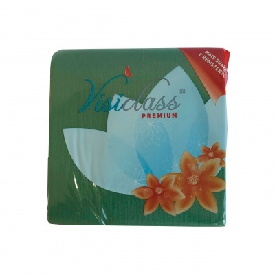Pacote de guardanapos Visiclass Premium com flores alaranjadas e design verde e azul