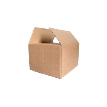 Caixa de cartão marron com tampa aberta