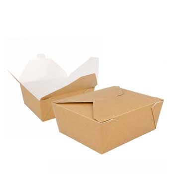 Caixas de cartão castanho para take-away, uma aberta e outra fechada