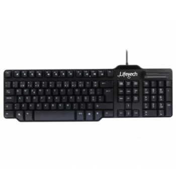 Teclado preto LifeTech com teclado numérico e cabo