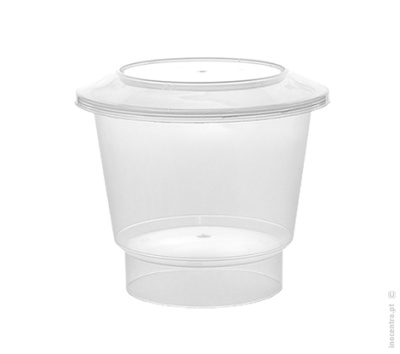 Recipiente plástico transparente com tampa