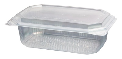 Caixa plástica transparente retangular com tampa ajustável