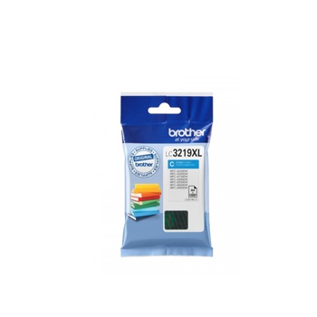 Cartucho de tinta Brother LC3219XL ciano em embalagem azul e branca