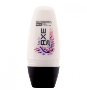 Desodorizante AXE Excite branco com tampa preta e padrão colorido