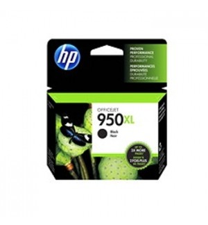 Cartucho de tinta HP OfficeJet 950XL preto em caixa preta, branca e verde