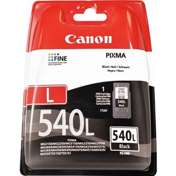 Cartucho tinta Canon PIXMA 540L preto em embalagem vermelha, branca e preta