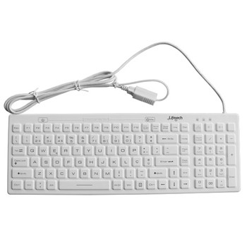 Teclado branco Lifedech com cabo USB e layout QWERTY