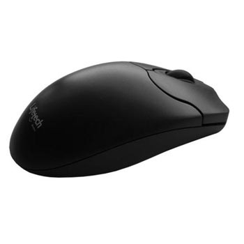 Mouse computador sem fios preto da Logitech com scroll central