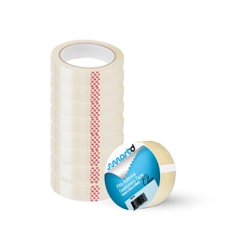 Conjunto de fitas adesivas transparentes com rótulo azul e texto Smart