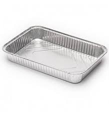 Tabuleiro retangular descartável de alumínio prateado