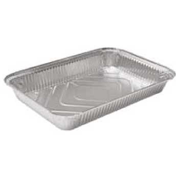 Tabuleiro retangular descartável de alumínio prateado