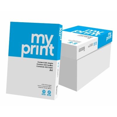 Pacote de papel para impressão my print com 500 folhas A4 em embalagem azul e branca
