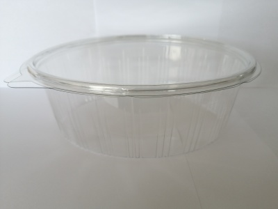 Recipiente redondo de plástico transparente com tampa