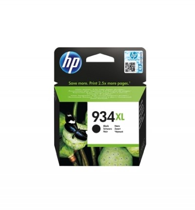 Cartucho de tinta HP 934XL preto em embalagem com borboleta