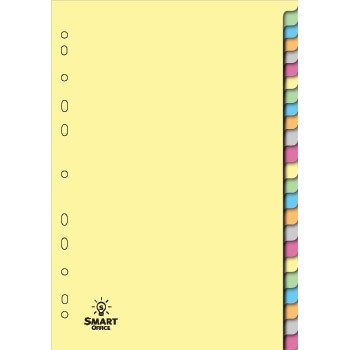 Folha amarela com abas coloridas e logotipo SMART OFFICE