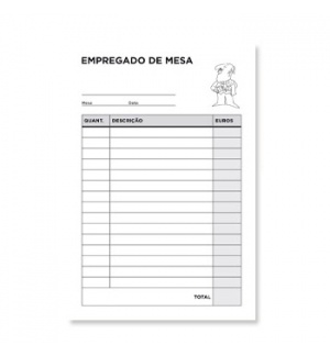 Folha de pedido branco para empregado de mesa com tabelas e desenho de cozinheiro