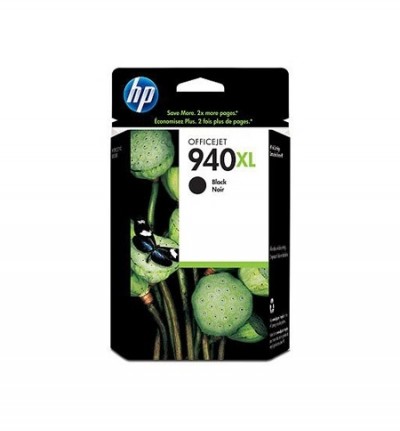 Embalagem preta de cartucho de tinta HP OfficeJet 940XL preto com design de cápsulas verdes