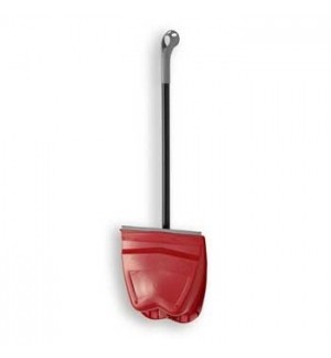 Pá de lixo vermelha com cabo longo preto e cabo superior cinzento