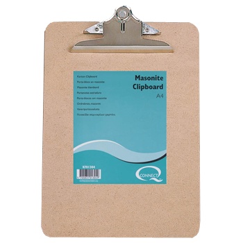 Prancheta Masonite Clipboard A4 em madeira clara com presilha metálica