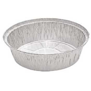 Recipiente redondo de alumínio prata para alimentos