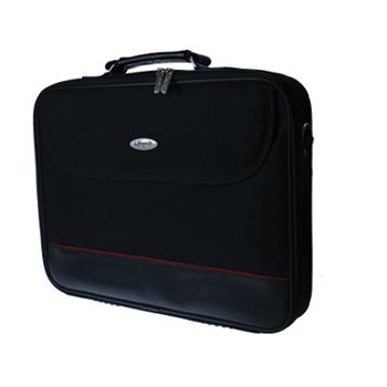 Mala preta para portátil com detalhes vermelhos e logótipo Speed