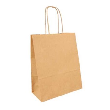 Saco de papel castanho claro com alças de corda