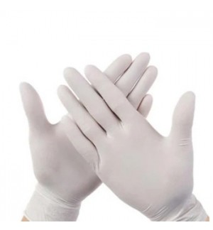 Luvas descartáveis brancas em fundo branco