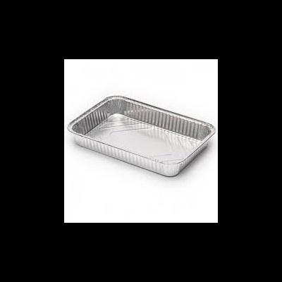 Tabuleiro rectangular descartável em alumínio prateado