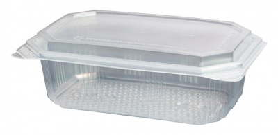 Recipiente plástico transparente com tampa para alimentos