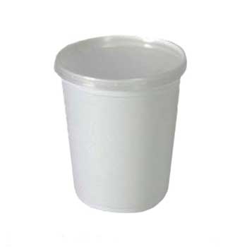 Copo branco de plástico com tampa transparente