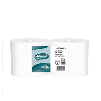Embalaem de dois rolos de papel industrial Amoos Professional branco