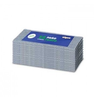 Pacote de 12 panos de limpeza cinza com etiqueta azul