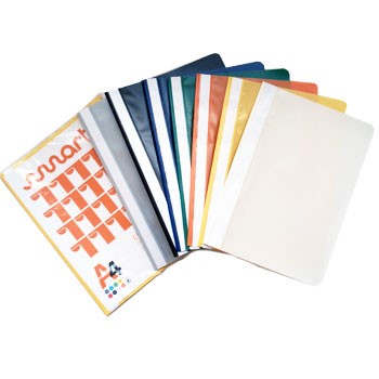 Capas para documentos coloridas e translúcidas organizadas em leque