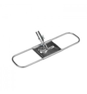 Suporte metálico para esfregona prateado com base central e ajuste para cabo