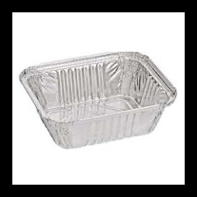 tabuleiro retangular de alumínio descartável prateado