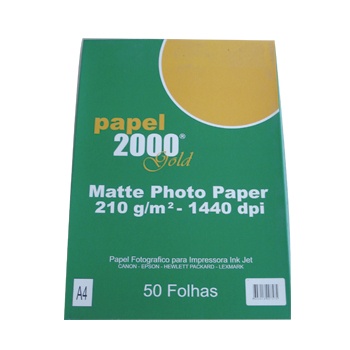 Pacote de papel fotográfico matte A4 para impressora inkjet