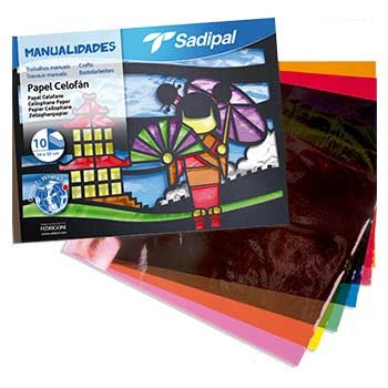 Pacote de papel celofán colorido com embalagem Sadipal MANUALIDADES