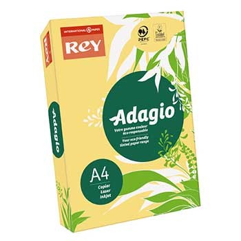 Pacote de papel A4 Adagio da Rey com design verde e amarelo