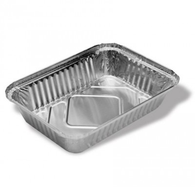 Forma descartável retangular de alumínio com laterais onduladas