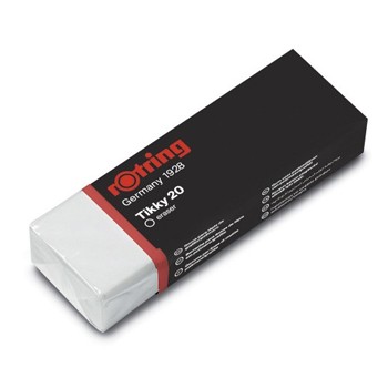 Borracha Rotring Tikky 20 em embalagem preta com texto branco e detalhes vermelhos