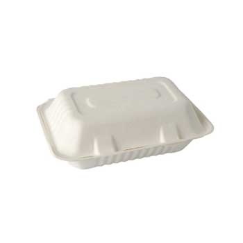 Recipiente descartável branco retangular com tampa