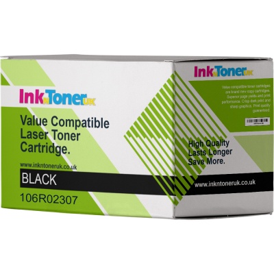 Caixa de toner compatível para impressora laser preta InkTonerUK com texto informativo